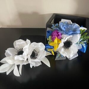 Silk homecoming or prom flowers - pocket boutonniere and wrist corsage